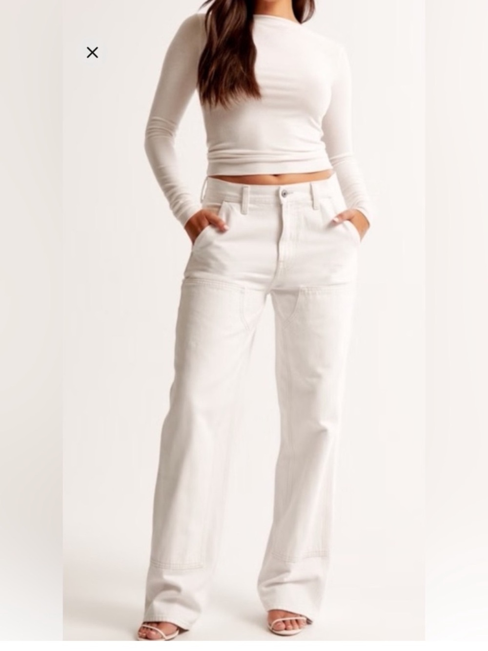 Abercrombie & Fitch White Carpenter Straight-Leg Jeans
